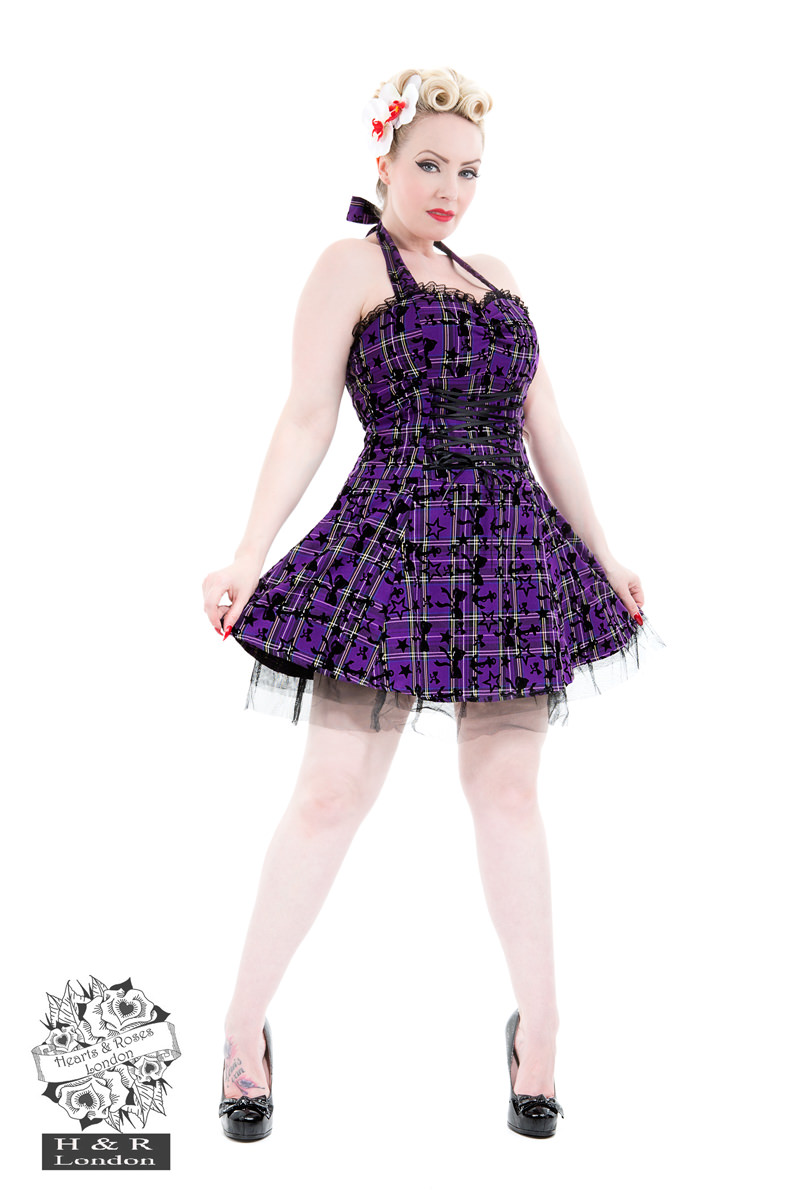 Purple Flocked Tattoo Dress